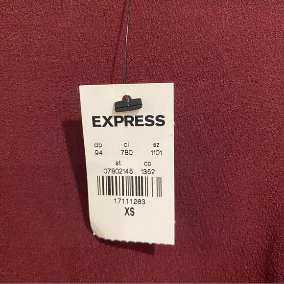Express Burgundy Belted Midi Dress Sz XS NWT - Picture 7 of 13